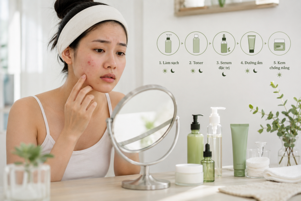 Da mụn nên chăm sóc thế nào? Gợi ý routine với mỹ phẩm thuần chay | Liên Botanica t