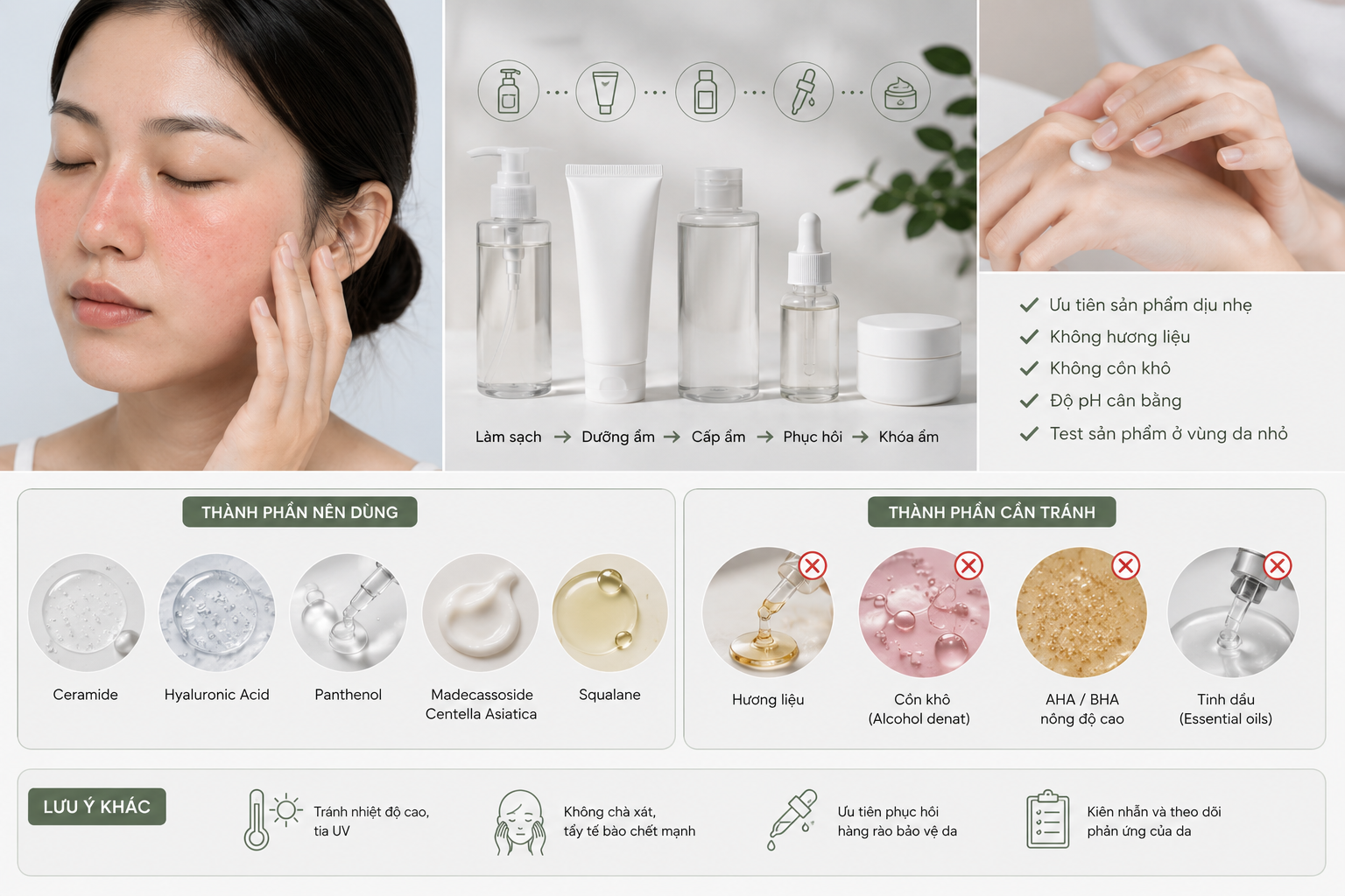 Da nhạy cảm nên dùng mỹ phẩm thế nào? Những thành phần cần lưu ý | Liên Botanica v